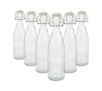 Argon Tableware 520ml Glass Bottles with Swing Top Reusable Water Brewing - Pack of 6 in Clear Argon Tableware Clear