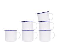 Argon Tableware 568ml White Enamel Mugs with Blue Rims - Pack of 6-1 Pint Camping Cup, Metal Coffee Mug, Vintage Tin Cup for Outdoor Hiking, Campervan, Picnic, Tea Cocoa Hot Drinks