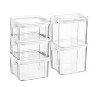 Argon Tableware 5pc Food Storage Containers Set - 2 Sizes - Reusable Airtight Clip-Top Container in White Argon Tableware White