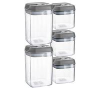 Argon Table Food Storage Containers with Airtight Flip Lock Lids - 5-Piece - Grey - Plastic Storage Tubs Tupperware Pantry Food Organiser for Cereal, Oats, Sugar, Coffee, Biscuits, Tea