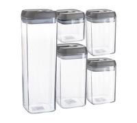 Argon Tableware 5Pc Food Storage Containers Set - Grey Airtight Plastic Storage Pantry Food Organiser With Flip Lock Lid 4 Sizes
