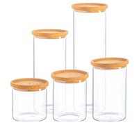 Argon Tableware 5pc Scandi Storage Jar Set with Cork Lids in Brown Argon Tableware Brown