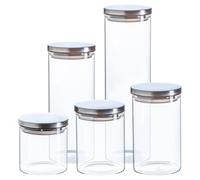 Argon Tableware 5pc Scandi Storage Jar Set with Metallic Lids - Silver Argon Tableware Silver