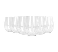 Argon Tableware 600ml Plastic Wine Glasses - Set of 6 - Reusable Stemless Drinking Cups in Clear Argon Tableware Clear