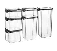 Argon Tableware 6Pc Food Storage Containers Set - Black Reusable Airtight Stackable Meal Prep Lunch Box & Clip-Lock Lid - 4 Sizes