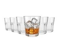 Argon Tableware 6X 285ml Panelled Glass Tumblers - Clear | Reusable Glass Water Wine Cocktail Whisky Gin Juice Drinking Glassware Cups Gift Set | Dishwasher Safe