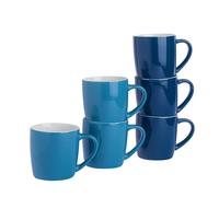 Argon Tableware 6x Coloured Coffee Mugs - 350ml - Blue/Navy - Durable Stoneware Latte Tea Cup Argon Tableware Multicolor