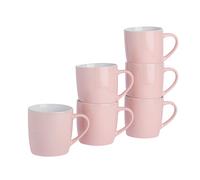 Argon Tableware 6x Coloured Coffee Mugs - 350ml - Durable Stoneware Latte Tea Cup in Pink Argon Tableware Pink