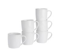 Argon Tableware 6x Coloured Coffee Mugs - 350ml - Durable Stoneware Latte Tea Cup in White Argon Tableware White