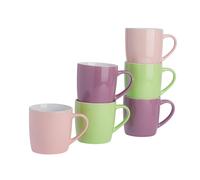 Argon Tableware 6x Coloured Coffee Mugs - 350ml - Pastel - Durable Stoneware Latte Tea Cup Argon Tableware Multicolor