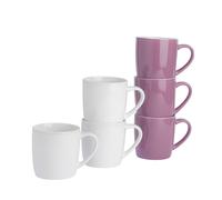 Argon Tableware 6x Coloured Coffee Mugs - 350ml - Purple/White - Durable Stoneware Latte Tea Cup Argon Tableware Multicolor