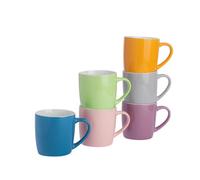 Argon Tableware Coloured Coffee Mugs - Summer Meadow - 350ml - Pack of 6 - Gloss Ceramic Stoneware Latte Cappuccino Cups Hot Chocolate Cups Colourful Mug Set with Handle