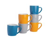 Argon Tableware Coloured Coffee Mugs - Modern Stoneware Cappuccino Tea Cups - 350ml - Yorkshire - Pack of 6