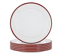 Argon Tableware Enamel Side Plates - 20cm - Pack of 6 - Red Dining Plates Lightweight Small Dinner Plates for Appetisers, Starters, Mains, Sides, Desserts