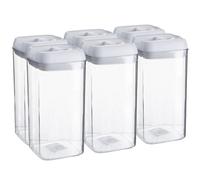 Argon Tableware 6X Food Storage Containers - 1.2 Litre - White Airtight Plastic Storage Pantry Food Organiser With Flip Lock Lid