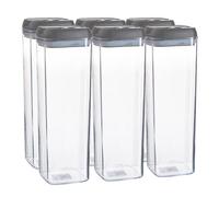 Argon Tableware 6X Food Storage Containers - 1.9 Litre - Grey Airtight Plastic Storage Pantry Food Organiser With Flip Lock Lid