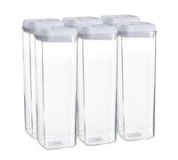 Argon Tableware 6X Food Storage Containers - 1.9 Litre - White Airtight Plastic Storage Pantry Food Organiser With Flip Lock Lid