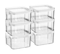 Argon Tableware Food Storage Containers - 460ml - White - Pack of 6 - Clear Airtight Reusable Stackable Freezer Storage Meal Prep Container Lunch Tupperware Box with Clip-Lock Lid