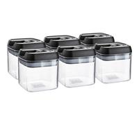 Argon Table Food Storage Containers with Airtight Flip Lock Lids - 500ml - Black - 6 Pack - Plastic Kitchen Storage Tupperware Pantry Food Organiser for Cereal, Oats, Sugar, Coffee, Biscuits, Tea