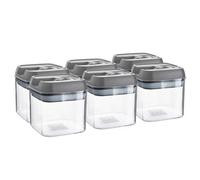 Argon Tableware 6X Food Storage Containers - 500Ml - Grey Airtight Plastic Storage Pantry Food Organiser With Flip Lock Lid
