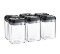 Argon Tableware 6X Food Storage Containers - 800Ml - Black Airtight Plastic Storage Pantry Food Organiser With Flip Lock Lid