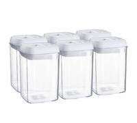 Argon Table Food Storage Containers with Airtight Flip Lock Lids - 800ml - White - 6 Pack - Plastic Kitchen Storage Tupperware Pantry Food Organiser for Cereal, Oats, Sugar, Coffee, Biscuits, Tea