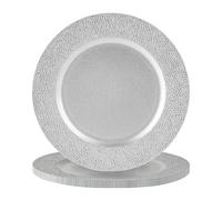 Argon Tableware 6x Hammered Charger Plates - 33cm Dining Table Setting Plate Placemat in Silver Argon Tableware Silver