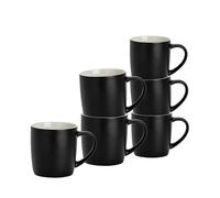 Argon Tableware 6x Matt Coloured Coffee Mugs - 350ml - Durable Stoneware Tea Cup in Black Argon Tableware Black