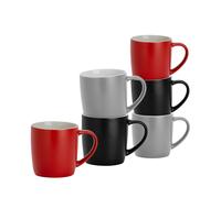 Argon Tableware 6x Matt Coloured Coffee Mugs - 350ml - Lancashire - Durable Stoneware Tea Cup Argon Tableware Multicolor