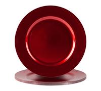 Argon Tableware 6x Metallic Charger Plates - 33cm Dining Table Setting Plate Placemat in Red Argon Tableware Red