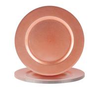Argon Tableware Metallic Charger Plates - Rose Gold - 33cm - Pack of 6 - Metallic Finish Reusable Dining Table Setting Plates for Christmas, Party Celebrations, Restaurant Decor Placemats