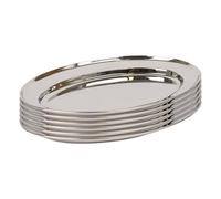 Argon Tableware 6X Oval Serving Platters - 30 X 20.5Cm - Stainless Steel Dinner Tray Oval Plate Small Appetizer Serving Dishes