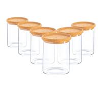 Argon Tableware 6x Scandi Glass Storage Jars - Cork Lid - 750ml Round Glass Jar in Clear Argon Tableware Clear