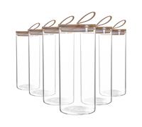 Argon Tableware 6x Scandi Glass Storage Jars - Leather Loop Lid - 1.5 Litre Round Glass Jar in Clear Argon Tableware Clear