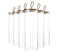 Argon Tableware 6x Scandi Glass Storage Jars - Leather Loop Lid - 2 Litre Round Glass Jar in Clear Argon Tableware Clear