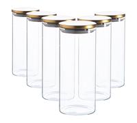 Argon Tableware 6x Scandi Glass Storage Jars - Metal Lid - 1.5 Litre Round Glass Jar in Gold Argon Tableware Gold