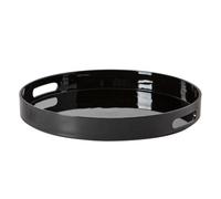 Argon Tableware 33cm Round Serving Trays with Handles - Black - Pack of 6 - Metallic Finish Decorative Breakfast Dish Melamine Food Tray for Eating, Snacks, Drinks, Food Serving