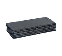 Argon Tableware Rectangle Slate Dinner Plate - 29 x 12cm - Pack of 6 - Natural Slate Rustic Raw Cut Serving Dish Cheese Board Savoury Mat with Soft Padded Feet