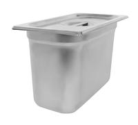 Argon Tableware 7.25L Gastronorm Container with Lid 1/3 GN 200mm Steel | 1/3 GN Pan with Lid, 200mm Deep, 7.25L, Stainless Steel, Catering Tray, Dishwasher Safe, Buffet & Food Storage