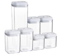 Argon Tableware 7Pc Food Storage Containers Set - White Airtight Plastic Storage Pantry Food Organiser With Flip Lock Lid