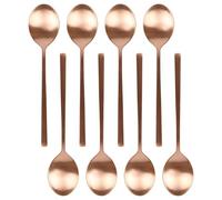 Argon Tableware 8 Stainless Steel Dessert Spoons - 20cm Copper Finish Modern Cutlery Set for Dining, Puddings & Desserts - Stylish Dishwasher Safe Tableware