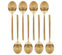 Argon Tableware 8 Stainless Steel Dessert Spoons - 20cm Gold Finish Modern Cutlery Set for Dining, Puddings & Desserts - Stylish Dishwasher Safe Tableware