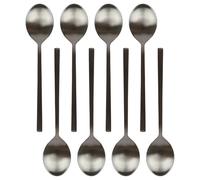 Argon Tableware 8 Stainless Steel Dessert Spoons - 20cm Matte Black Finish Modern Cutlery Set for Dining, Puddings & Desserts - Stylish Dishwasher Safe Tableware
