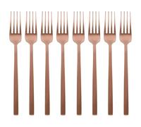 Argon Tableware 8 Stainless Steel Dinner Forks - 19.5cm Copper Finish Modern Cutlery Set for Dining & Entertaining - Stylish Dishwasher Safe Tableware