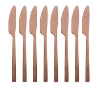 Argon Tableware 8 Stainless Steel Dinner Knives - 21cm Copper Finish Modern Cutlery Set for Dining & Entertaining - Stylish Dishwasher Safe Tableware