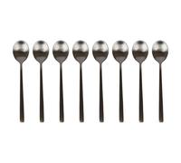 Argon Tableware 8 Stainless Steel Teaspoons - 14.5cm Matte Black Finish Modern Cutlery Set for Tea, Coffee & Desserts - Stylish Dishwasher Safe Tableware