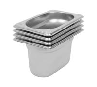 Argon Tableware 800ml Gastronorm Containers 1/9 GN 100mm - Pack of 4 | 1/9 GN Pans, Pack of 4, 100mm Deep, 800ml Capacity, Stainless Steel, Dishwasher Safe, Catering, Buffet & Food Storage