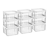 Argon Tableware Food Storage Containers - 460ml - White - Pack of 9 - Clear Airtight Reusable Stackable Freezer Storage Meal Prep Container Lunch Tupperware Box with Clip-Lock Lid