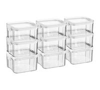 Argon Tableware Food Storage Containers - 460ml - White - Pack of 9 - Clear Airtight Reusable Stackable Freezer Storage Meal Prep Container Lunch Tupperware Box with Clip-Lock Lid