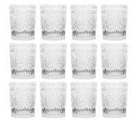 Argon Tableware Amore Glass Tumblers 300ml Pack of 12 Whisky Glasses | Decorative Clear Drinking Glasses with Sunflower Design for Water Whisky Cocktails Juice Soda Bars Restaurants and Dining